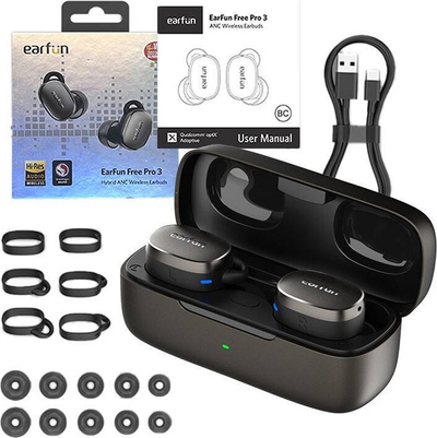 Kufje wireless EarFun Free Pro 3 TW400B, TWS, ANC, të zeza