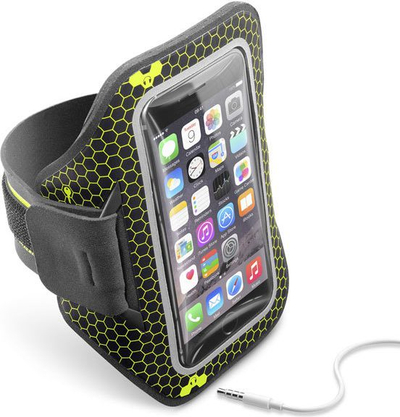 Byzylyk sportiv për telefon Cellularline Outdoor 36628, universal, nga neopreni, i zi me të verdhë