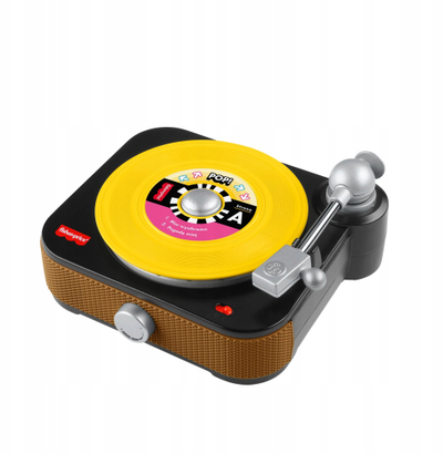 Lodër gramafon Fisher Price, 5 disqe muzikore, për fëmijë të vegjël, shumëngjyrëshe