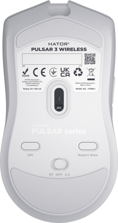 Maus wireless Hator Pulsar 3, optik, i bardhë