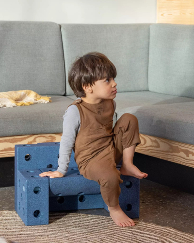 Set lojërash modular MODU Explorer, kreativ për fëmijë, 15 krijime, blu