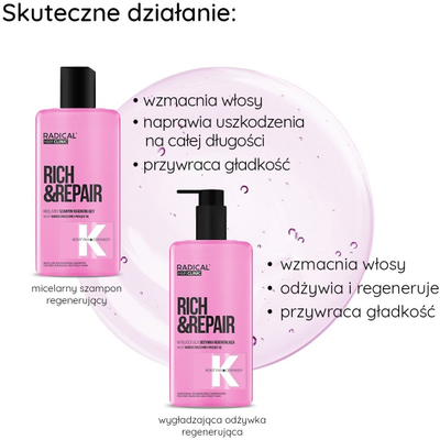 Сет подарок за коса Radical Hair Clinic, за многу оштетена и кадрава коса, 300ml, 260ml