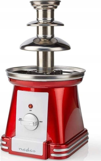 Fontanë çokollate Nedis Retro, me 3 kate, 500 ml 90W, e kuqe me të bardhë