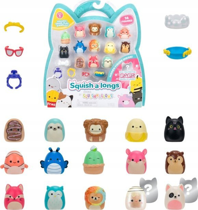 Set lodrash Original Squishmallows Squish-a-longs, 14 Mini-Squish 1", me aksesorë, shumëngjyrëshe