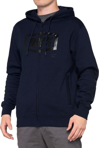 Bluza me kapuç 100% Syndicate, me zinxhir, L, blu navy edhe e zezë