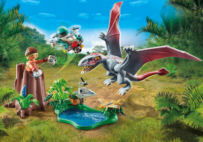 Lojë me figura Playmobil Dinos 71525 Observatory with Dimorphodon, 49 pjesë, për kalamaj 4-10 vjeç, shumëngjyrëshe