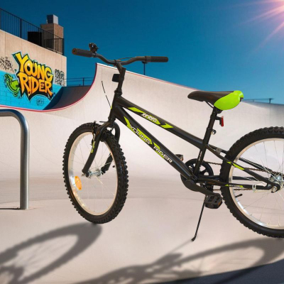 Biçikletë për kalamaj Enero Young Rider 20", çelik, fren V-Brake, e zezë me jeshile