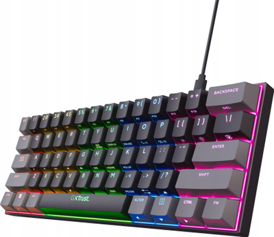 Tastierë gaming Trust GXT867 Acira 60% Mini US, me kabllo, kompakte, e zezë