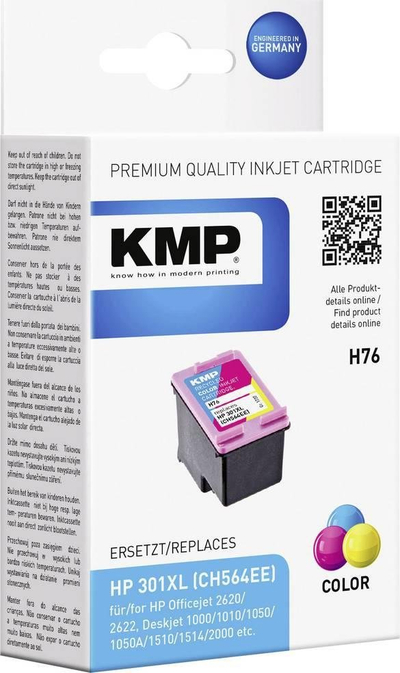 Kartushë boje KMP H76 për HP 301XL CH564EE, trefish ngjyrë, kompatibile