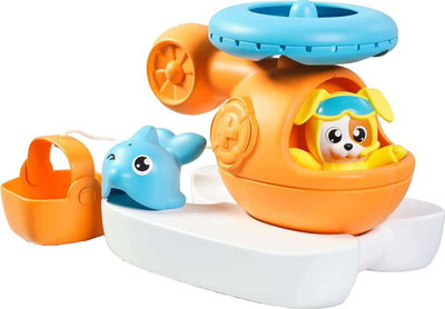 Lodër për banjo Tomy Toomies Bath Splashing Helicopter with Dog, për kalamaj 12m+, shumëngjyrëshe