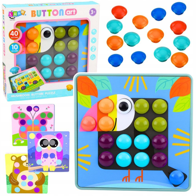 Puzzle edukative Button Art Mushroom, 53 copa, 10 tabela, shumëngjyrëshe