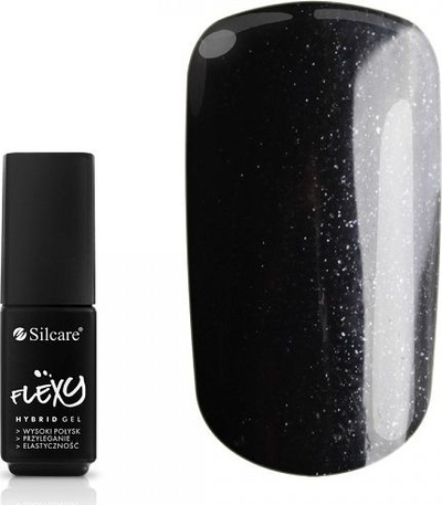 Llak xhel hibrid Silcare Flexy 59, 4.5g, me shkëlqim, i zi shumë i errët