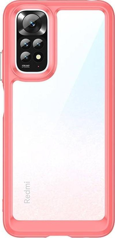 Mbrojtëse telefoni Xiaomi Redmi Note 11 Outer Space, hibride TPU PC, transparente, me kornizë rozë