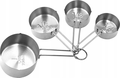 Set gotash matëse kuzhine çelik inox, 4 copë, 60–250 ml, argjendtë