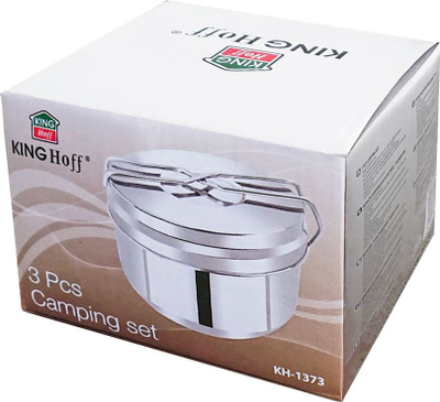 Set ene kampingu KingHoff KH-1373, 3 pjesë, çelik inox, argjendtë
