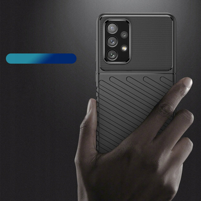 Kapak telefoni Thunder Case për Samsung Galaxy A73, fleksibël TPU, i zi