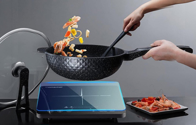 Pjatë me induksion Amzchef CB16, 2000W, panel me prekje, e zezë