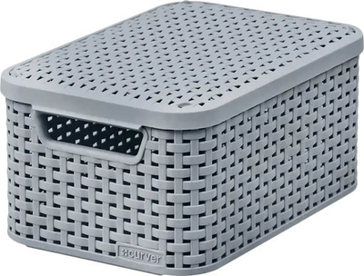 Kuti organizuese Curver Basket Box, 6L, me kapak, gri e çelët