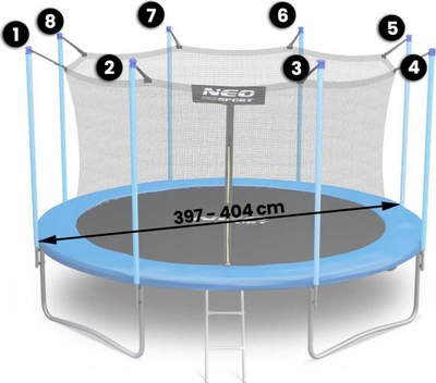 Rrjetë për trampolinë Neo-Sport, 404 cm, e zezë
