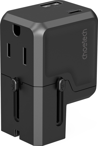 Karikues udhëtimi Choetech PD6043, 20W GaN, USB C edhe USB A, i zi