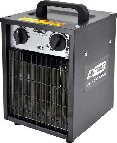 Termoventilator industrial AWTools HE3, 3000 W, me termostat që e rregullon vetë, i zi