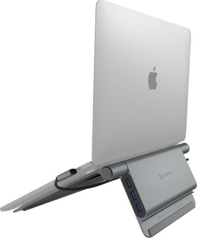 Стенд за лаптоп со USB C хаб Adam Elements Casa Hub Stand, 5 во 1, сива