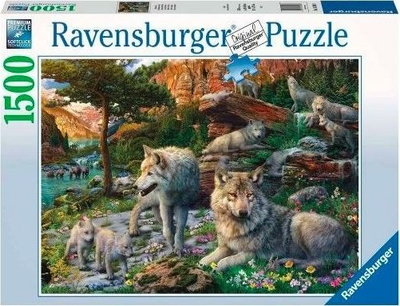 Puzzle Ravensburger Wolves in Spring, 1500 copë, pamje natyre, shumëngjyrësh