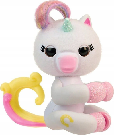Lodër interaktive Fingerlings Cobi Lulu Unicorn 3112, 70+ tinguj, mbi gisht, e bardhë pastel