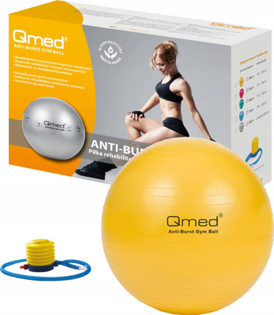 Топка за гимнастика QMED Abs Gymnastics Ball M, 45 cm, за фитнес вежби, сива