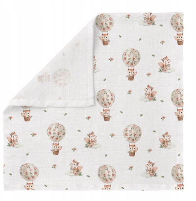 Pelena bambuje Bocioland Bamboo Diaper Squirrel, 40 x 40 cm, 1 copë, e bardhë me printim