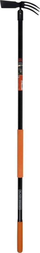 Mjet kopshti Black+Decker Garden Culti Hoe Fiberglass, me dorëzë t’madhe, me grep edhe motikë, portokalli