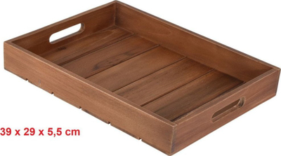 Set tabakash druri Home Styling Collection Serving Tray Teak, 3 copë, 39x29x5 cm, ngjyrë druni natyrale