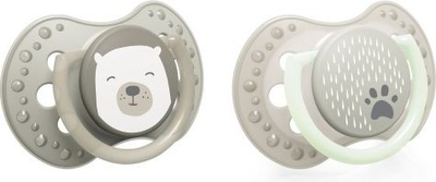 Biberon LOVI Buddy Bear, 6-18 mujsh, silikon, set 2 copë, bezhë