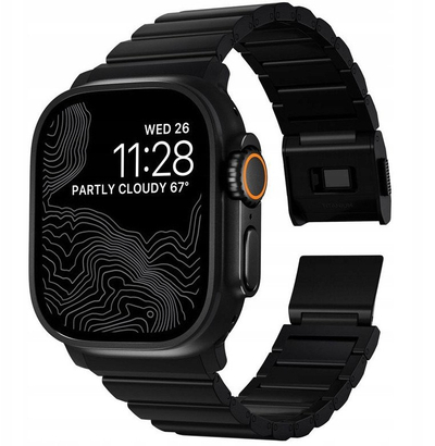 Rrip ore titani për Apple Watch V2, 45mm, hallka që rregullohen, i zi
