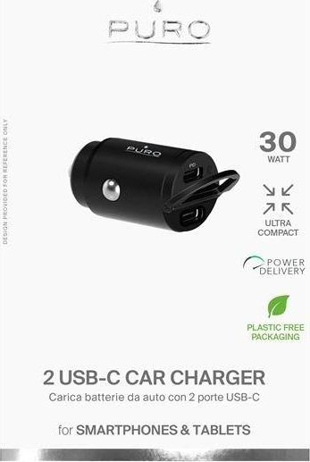 Karikues makine Puro Mini PUR404BLK, 2x USB-C, 30W, i zi