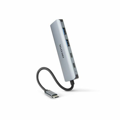 USB hub Dicota USB C 4 in 1, 10Gbps, alumini, gri