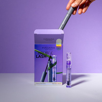 Set kozmetik MÁDARA Brow & Lash, maskarë për qerpikë 6 ml + serum për qerpikë dhe vetulla 4.25 ml