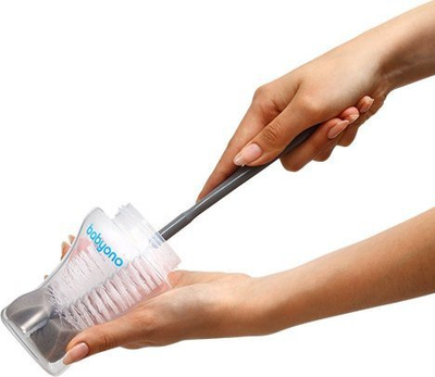 Set furça pastrimi Babyono Take, 2 copë, për biberona dhe shishe, rozë