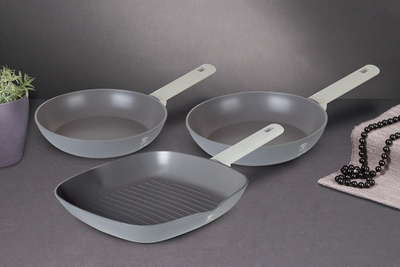 Set tiganësh Berlinger Haus Aspen Titanium, 20cm 24cm 28cm, alumini i derdhur, gri