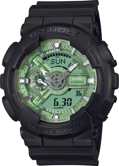 Orë dore Casio G-Shock GA-110CD-1A3ER, Quartz, 20 bar, e zezë me jeshile
