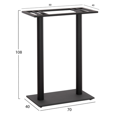 Bazë tavoline bari HM480, metal, 80x40x108 cm, e zezë