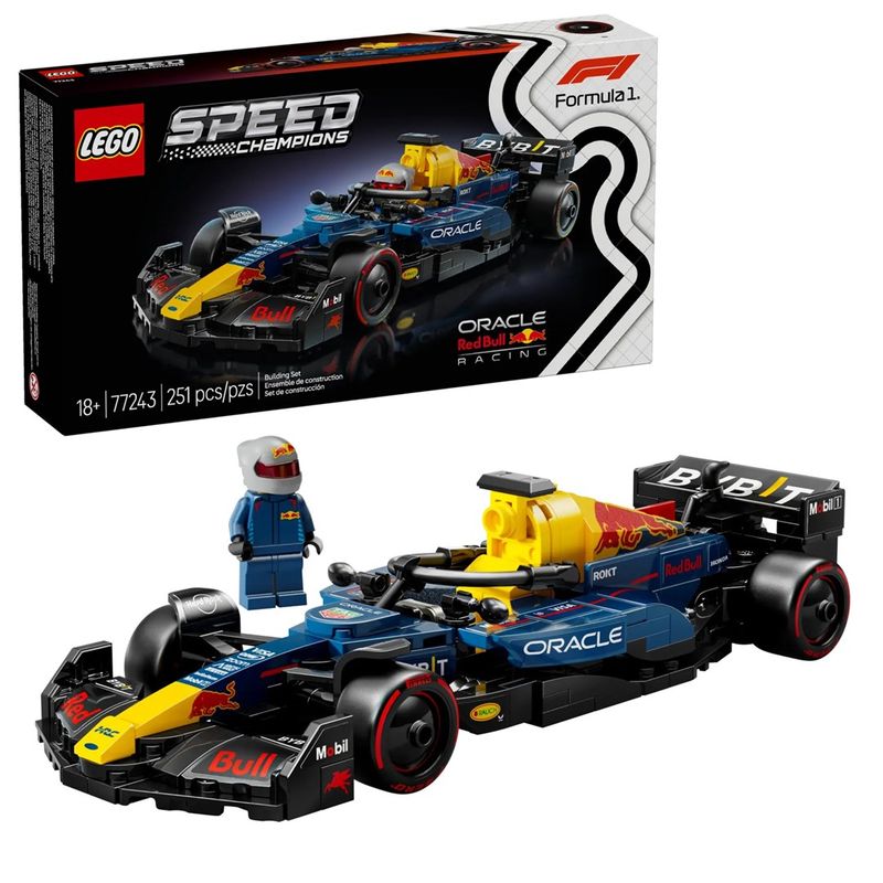 Set LEGO Oracle Red Bull 77243, makinë garash Formula 1, shumëngjyrësh