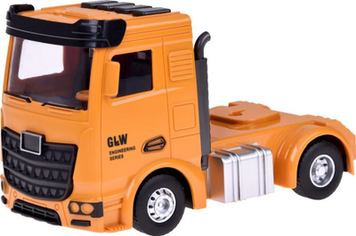 Set lodrash ndërtimi GLW TIR Truck, 6 makina ndërtimi, me vinç dhe platformë që hapet, portokalli