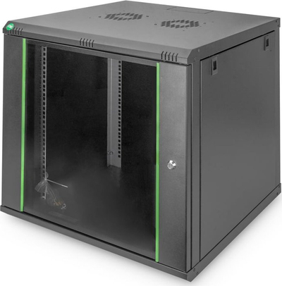 Kabinet rrjeti Digitus DN-19 12U-6/6-EC-SW, montim në mur, 19", i zi