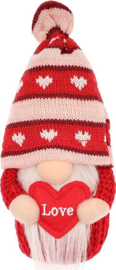 Figurinë dekorative Saska Garden Gnome With Heart Love, 19 cm, për Shën Valentin