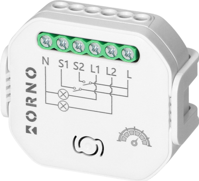 Modul ndriçimi i zgjuar Orno Tuya Flush Relay, 2 kanale, Wi‑Fi BLE, i bardhë