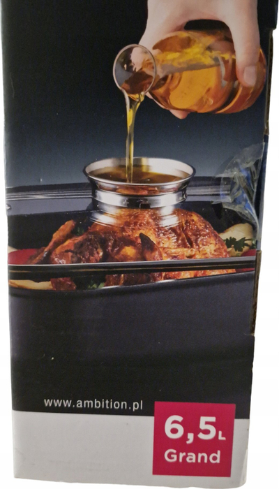 Tavë pjekje Ambition Grand, drejtkëndëshe 6.5L, me kapak, e zezë