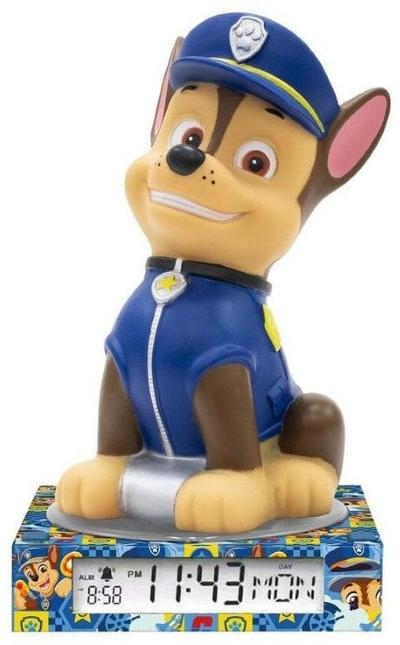 Orë me alarm Paw Patrol 3D Chase, dritë nate, tinguj, shumëngjyrëshe