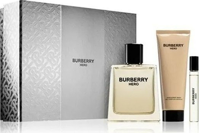 Set parfum për burra Burberry Hero, EDT 100ml, xhel trupi 75ml, me spray për udhëtim