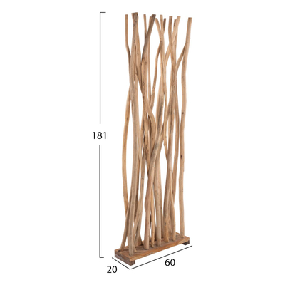 Paravan ndarës druri teak dega natyrale 60×20×181 cm (HM9371)